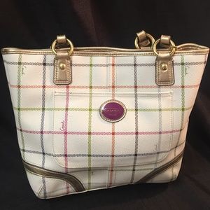 Coach AUTHENTIC multi color plaid bucket handbag